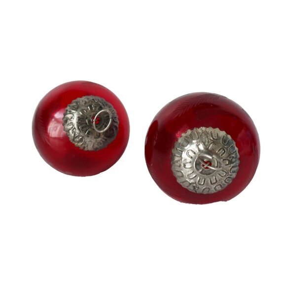 2 Vintage Etched Grapes Red Glass Christmas Ornaments - Picture 3 of 4